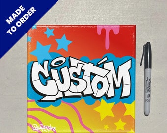 Custom Name in Graffiti Letters - 8x8" Canvas - Canvas Art / Name / Painting