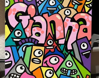 Custom painting / Graffiti name / kids paintings / custom artwork / kids shapes