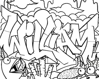 Chloe Coloring Book Page / Graffiti Names  Etsy Denmark