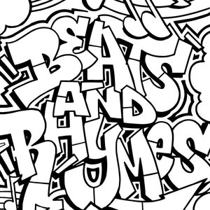 Hip Hop Coloring Book / Kids Coloring Book / Graffiti / Hip Hop / Kids Activities / Crafts / Black and White Coloring book image 5