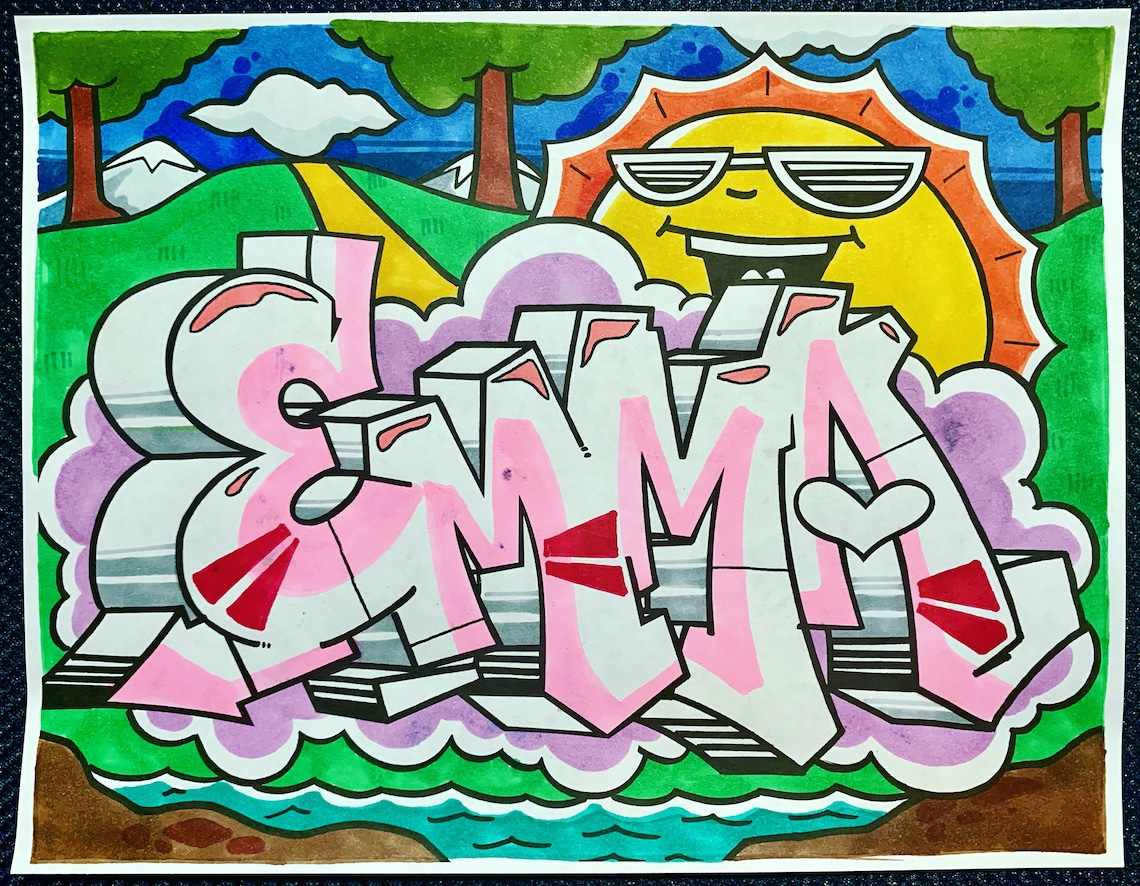 Emma Coloring Book Page / Graffiti Names Etsy Ireland