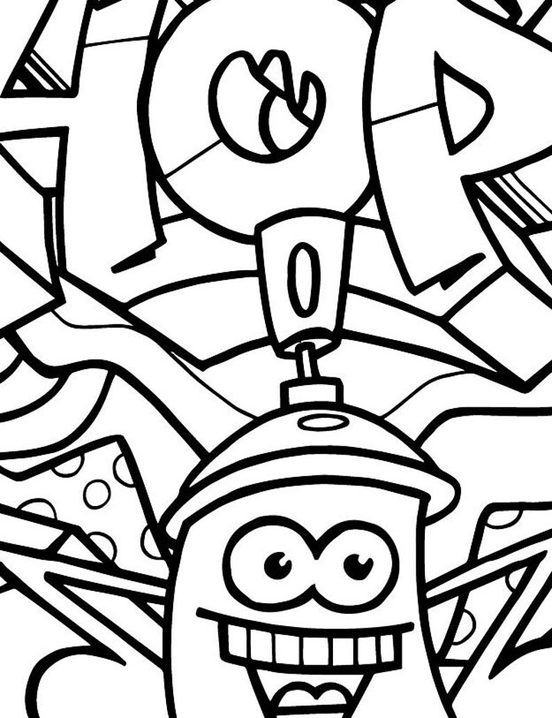 Hip Hop Coloring Book / Kids Coloring Book / Graffiti / Hip Hop / Kids Activities / Crafts / Black and White Coloring book image 3