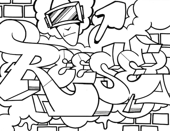 reese coloring book page graffiti names etsy