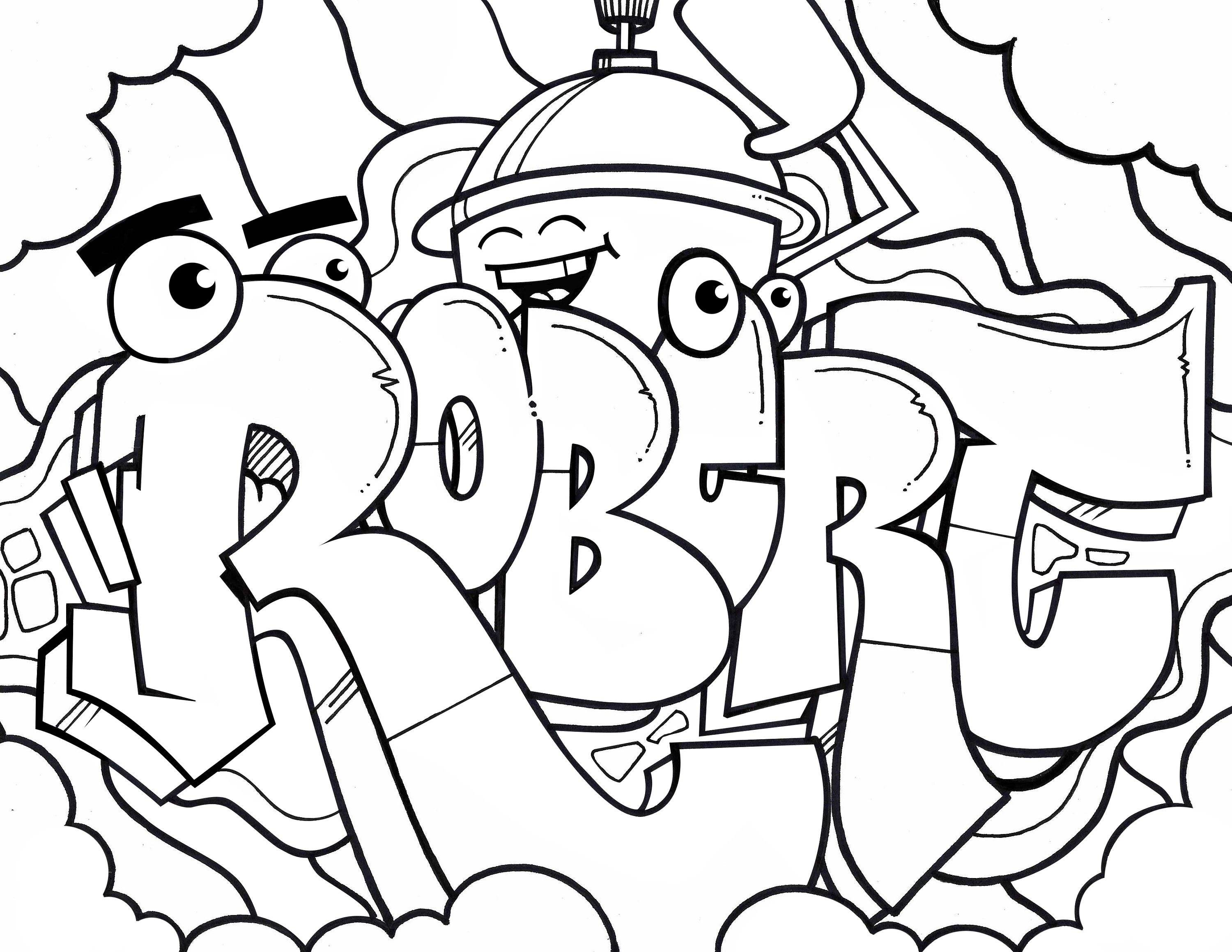 robert coloring book page graffiti names etsy new zealand