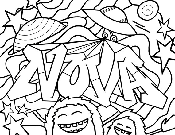 NOVA Coloring Book Page / Graffiti Names - Etsy New Zealand