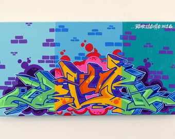 Colorful Graffiti Art Canvas / graffiti art / canvas art / graffiti canvas / horizontal canvas / acrylic painting/ acrylic artwork