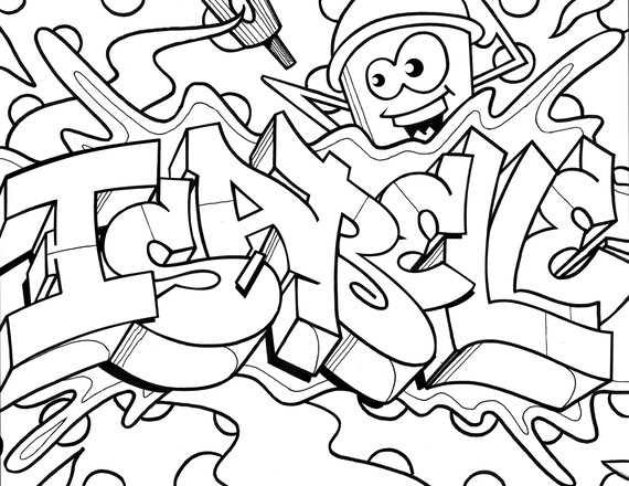 isabelle coloring book page graffiti names etsy