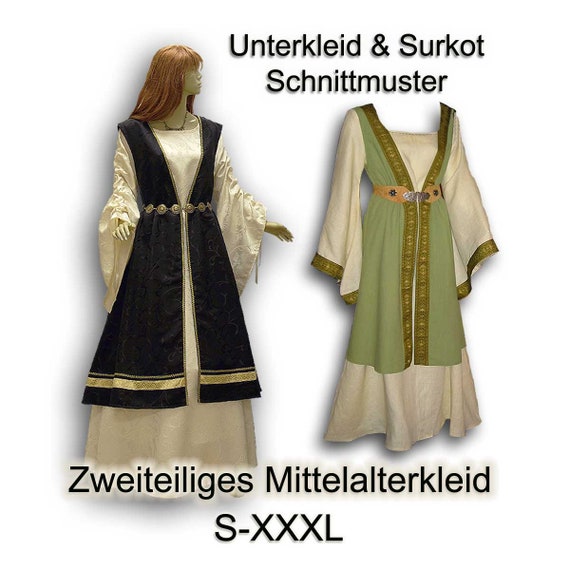 Schnittmuster Mittelalterkleid Surcot | Etsy