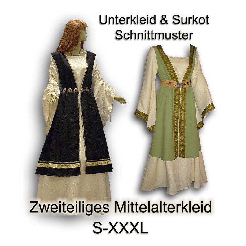 E-book Schnittmuster Mittelalterkleid Surcot medieval viking | Etsy