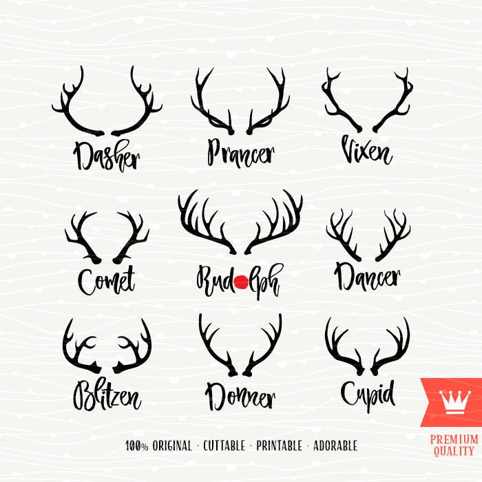 Santa's Reindeer Names SVG Christmas Decal Cutting File | Etsy Santa's Reindeer Names SVG Christmas Decal Cutting File | Etsy