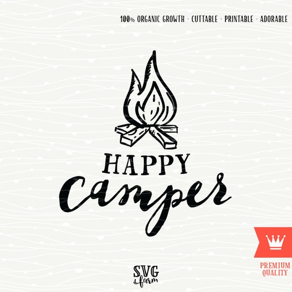 Download Happy Camper Fire SVG Decal Cutting File Mountains Camp | Etsy