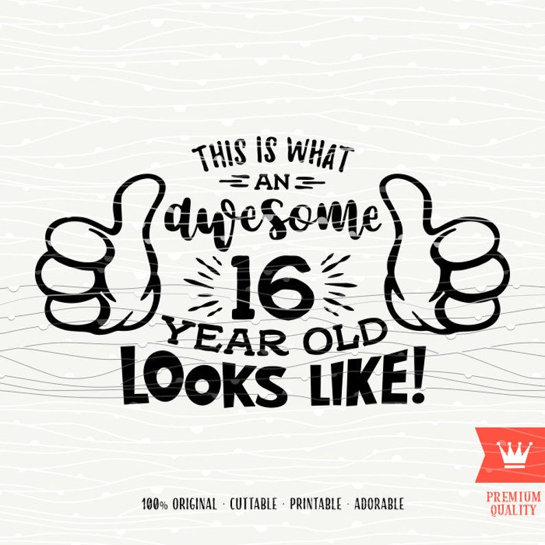 SVG Awesome 16 Year Old Boy SVG Birthday Girl Cutting File Etsy