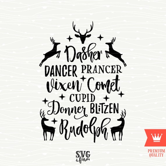 Download Reindeer Names Christmas SVG Decal Cutting File Merry | Etsy