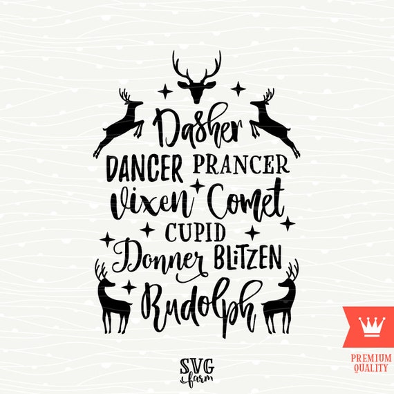 Download Reindeer Names Christmas SVG Decal Cutting File Merry | Etsy