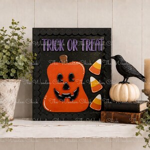 Halloween  Interchangeable Insert | BOO Pumpkin Shelf Sitter | Square Frame Insert | Farmhouse Halloween Decor | Handmade