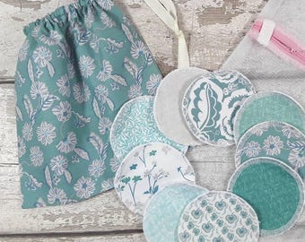 Reusable Cotton Face Pads x 9 with Storage bag & Wash Bag - Eco-Friendly Makeup Remover