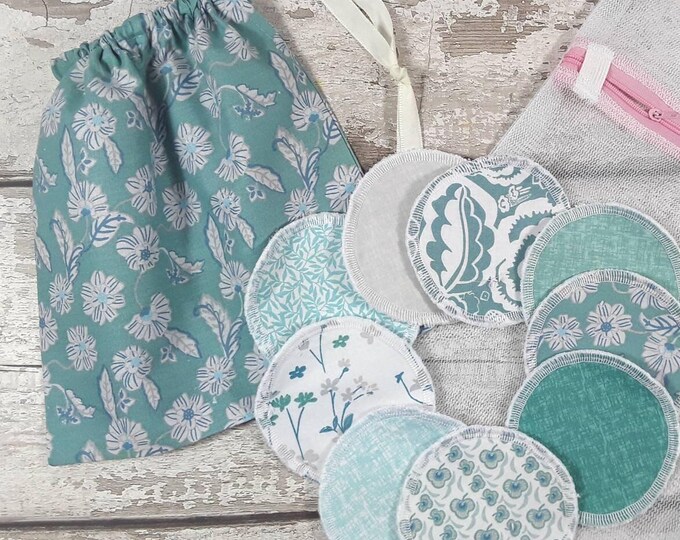 Reusable Cotton Face Pads x 9 with Storage bag & Wash Bag - Eco-Friendly Makeup Remover