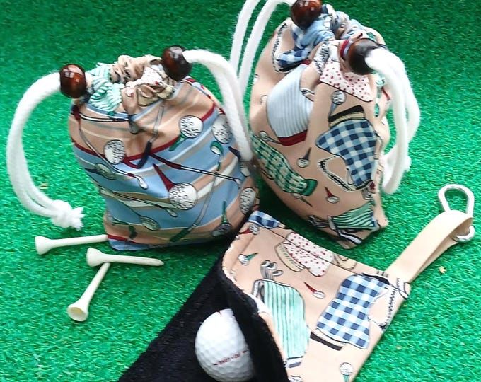 Golf Gift Set, Ball Polishing Cloth, Drawstring Bags, Handmade