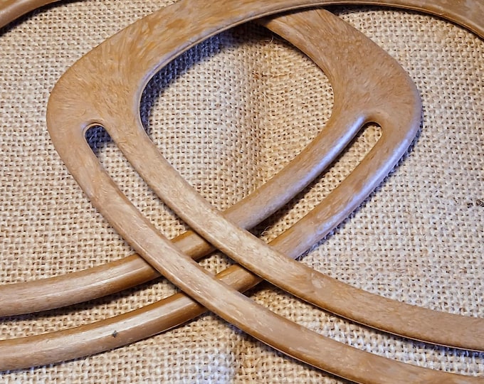 Bag handles for bag making Oval Wood Effect Plastic Pair 20cm x 14cm