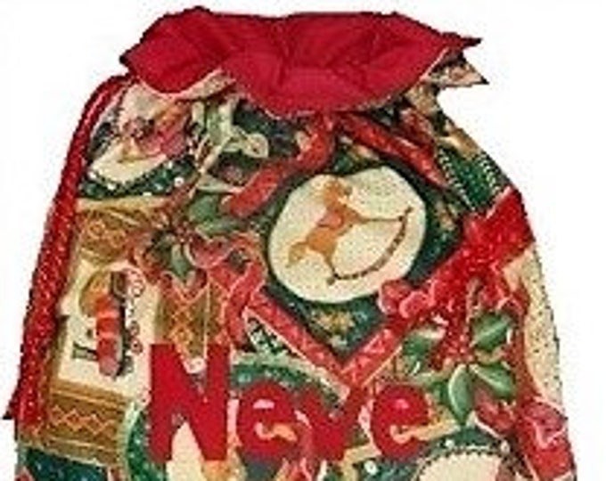 Santa Sack Personalised Christmas Gift Bag Victorian Print Personalized Santa Stocking