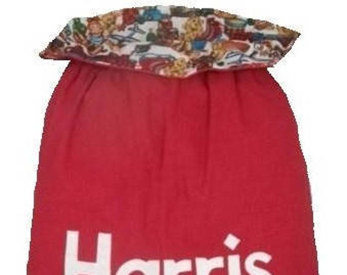 Personalized Santa Sack Traditional Christmas Red Toys on Cream Personalised