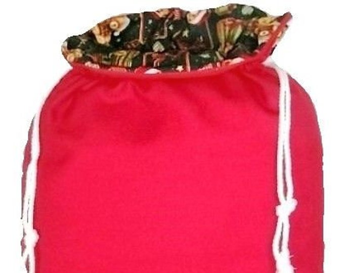 Personalized Santa Sack Traditional Christmas Teddies on Dark Green Personalised