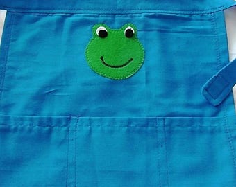 Fred the Frog Apron, Kids Role Play, 100% Cotton Half Apron