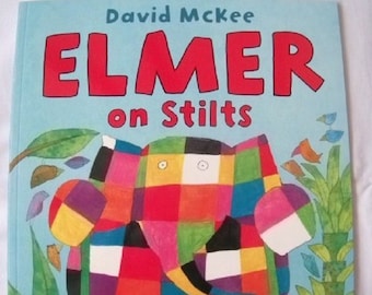 Elmer on Stilts by David McKee New Paperback book Childrens Fiction Picture Book Bed time Story Colourful Elephant Story