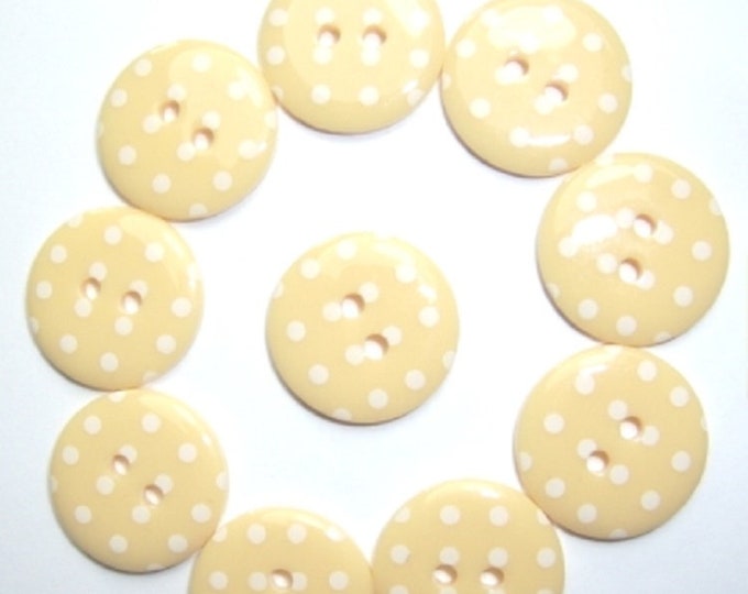 Buttons Butterscotch Yellow Polka Dot Button pack of 10 ligne size 28 or 18mm 2 hole Two hole Plastic