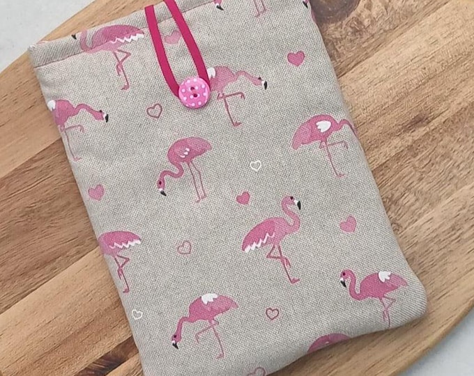 Flamingo Kindle cover padded with button closure case, sleeve, pocket for e-reader Flamingos
