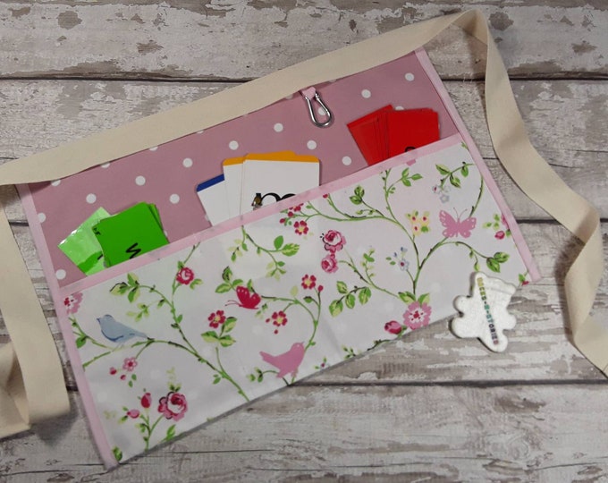 Mothers day gift, Craft Apron Pretty Pink with Polka Dot, Choice of 2,3,4 or 5 pockets, Waist Apron, Teacher gift, Read Write Inc Apron, RWI