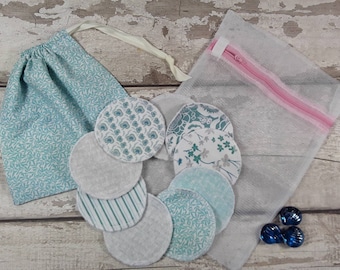 9 reusable face pads and storage bag & wash bag, Eco-friendly, Makeup Removal, Scrubbies, Facial cleansing wipes, Zero waste, Ethical gift G
