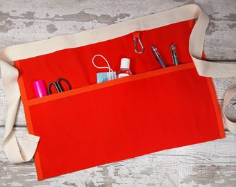 Apron Plain Bright Orange waist Apron, 2,3,4 or 5 pocket, Vendor apron, Teacher apron, Pocket apron, Waist apron, RWI apron, Craft apron