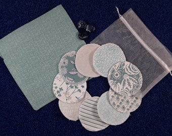 9 reusable face pads and storage bag & wash bag, Eco-friendly, Makeup Removal, Scrubbies, Facial cleansing wipes, Zero waste, Ethical gift A