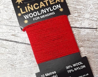 Darning Mending wool in Red 10 metres Eco