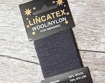 Grey Blue Darning Mending wool in Air force Blue 10 metres Blue Grey Eco-friendly Wool nylon mix