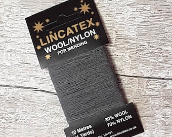 Grey Darning Mending wool in Dark Grey 10 metres Grey Ecofriendly
