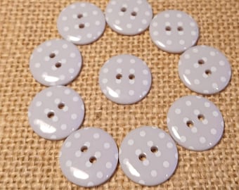 Lilac Polka Dot Plastic Buttons - Pack of 10 (18mm)