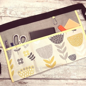 Apron with 2,3,4, or 5 Pockets in GREY Lemon Vendor Apron, Teacher RWI Apron, Craft Apron, Teacher gift, Half Waist apron, Classroom apron