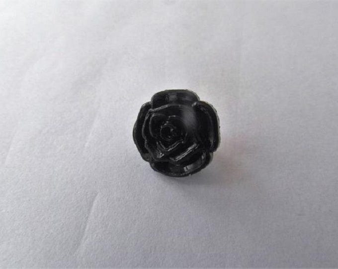 Button Black x 10 Rose Flower Shank Button size 13mm suitable for baby knitwear