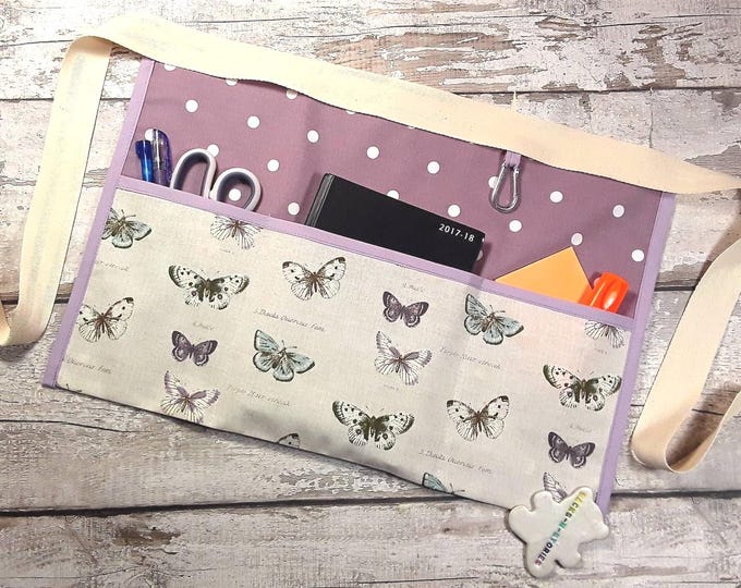 Butterfly Teacher Apron: 100% Cotton Pocket Waist Apron