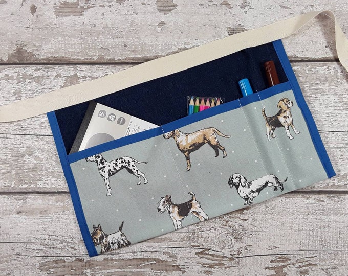 Child's Denim DOGS Apron, Pocket Apron, Dressing up, Role Play, Mark Making, Stocking filler, BIRTHDAY GIFT party bag filler, Home Learning