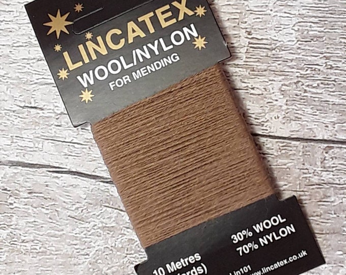 Brown Darning Mending wool in Beige 10 metres Light Brown Fawn Eco-friendly Wool nylon mix