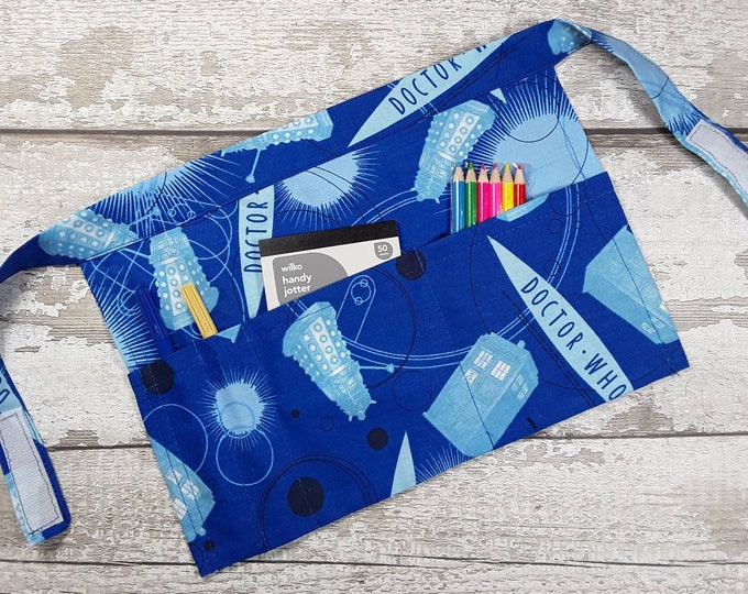 Doctor Who, Childs Tool Apron, Pocket Apron, Role Playing Teacher, Mark Making, Christmas Stocking, Birthday Party Gift Idea
