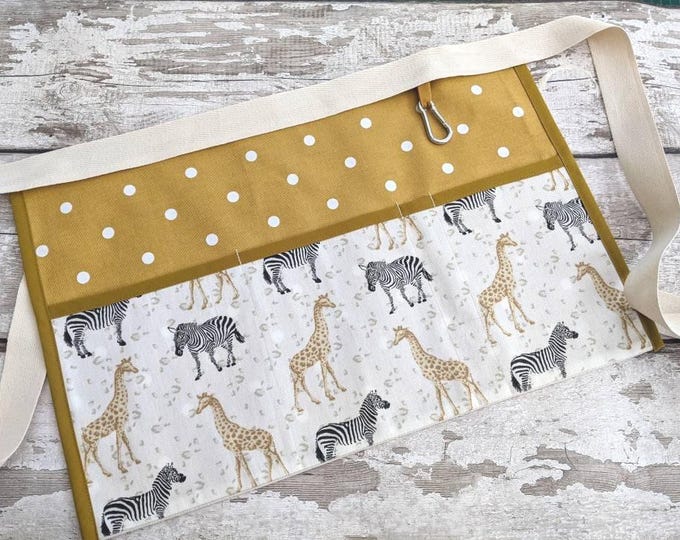 Zebra Giraffe Apron: Polka Dot Cotton Half Apron with Pockets *