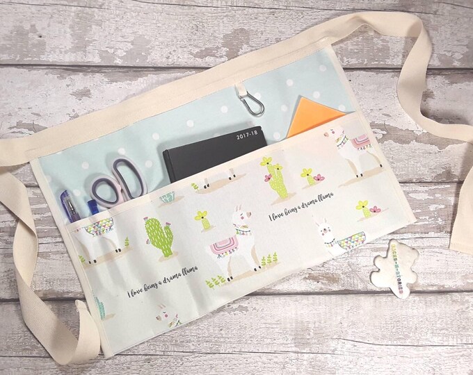 Drama Llama Waist Apron: Polka Dot Pockets, Teacher Craft Vendor Apron