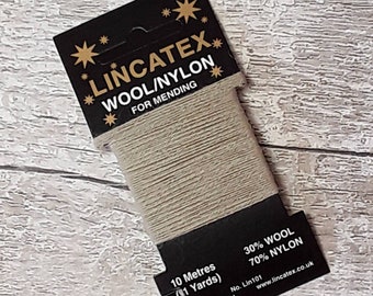 Beige Darning Mending wool in Fawn 10 metres Very light Brown Eco-friendly Wool nylon mix