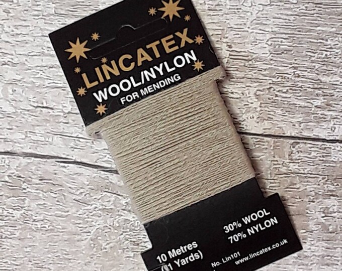 Beige Darning Mending wool in Fawn 10 metres Very light Brown Eco-friendly Wool nylon mix