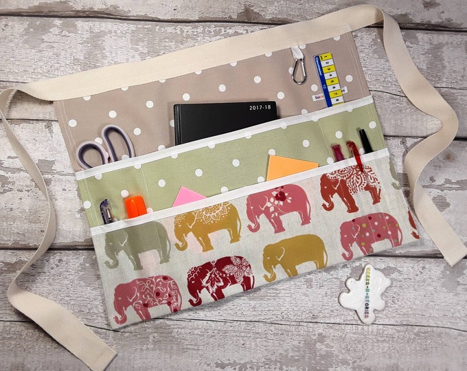 Teachers Apron Custom Create your own ELEPHANT 6 or 9 pockets fits 10" tablet Vendor apron Utility Belt Elephants