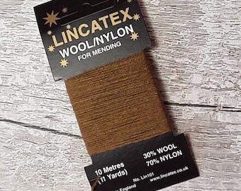 Army Khaki Brown Darning Mending wool 10 metres Green Brown Eco-friendly Wool nylon mix